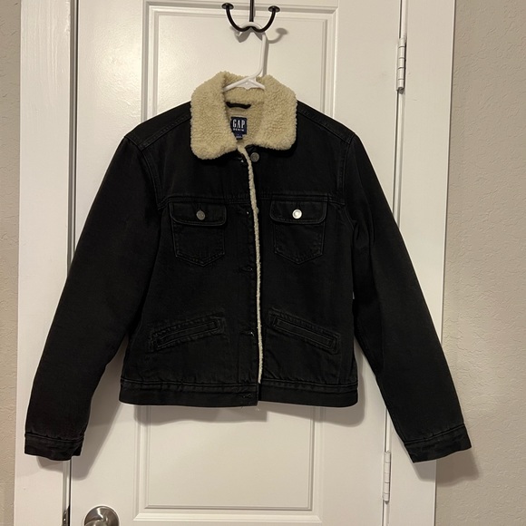 GAP Jackets & Coats Gap Faux Fur Lined Black Denim Jacket Poshmark